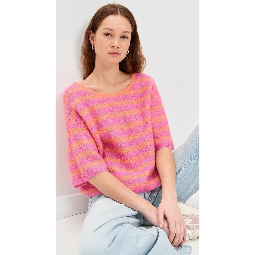 NWT American Vintage NENYBAY Super SOFT Sweater Pink Stripe Alpaca M/L Trendy